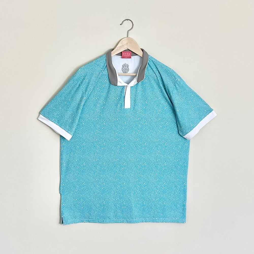 Kingsmen Golf Dot Pattern Teal White
Active Polo Shirt Men's size Large